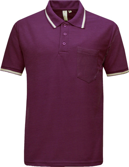 Mens Short Sleeve Polo Shirt Plain Single Tipping Collar with Pocket M - XXL