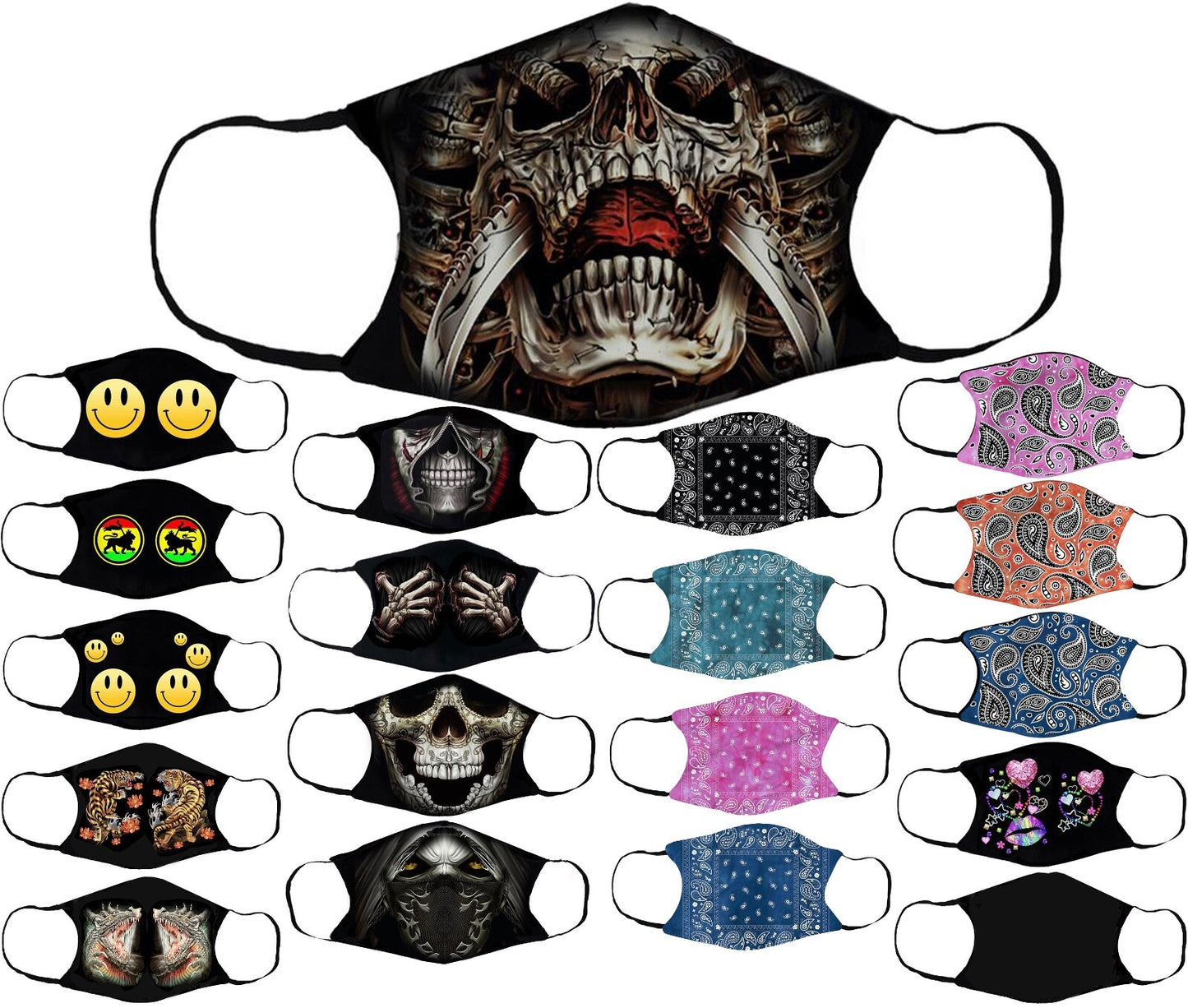 Adults Face Masks Cotton Glow in the Dark with Filter Pocket Reusable & Washable