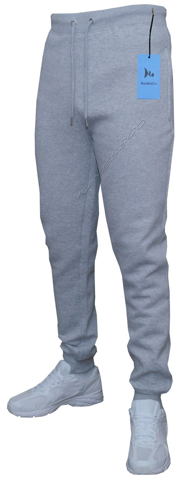 Mens Slim Fit Jogging Bottoms Plain Track Sweat Pants Skinny Zip Pockets S - 2XL