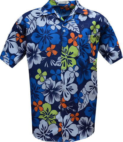 Mens Hawaiian Shirt Stag do Fancy Dress Beech Floral Holiday Short Sleeve Casual