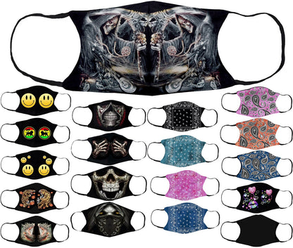 Adults Face Masks Cotton Glow in the Dark with Filter Pocket Reusable & Washable