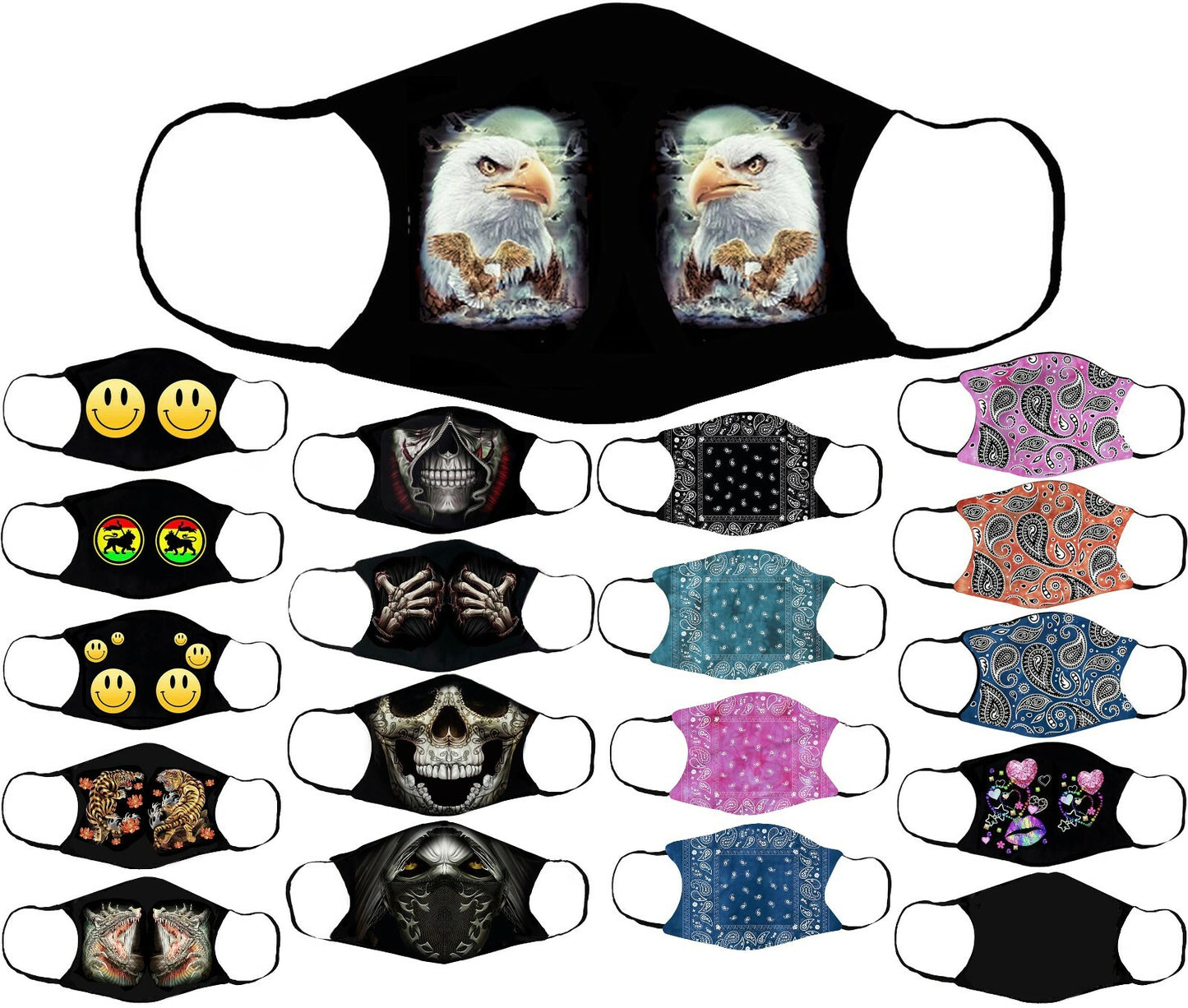 Adults Face Masks Cotton Glow in the Dark with Filter Pocket Reusable & Washable