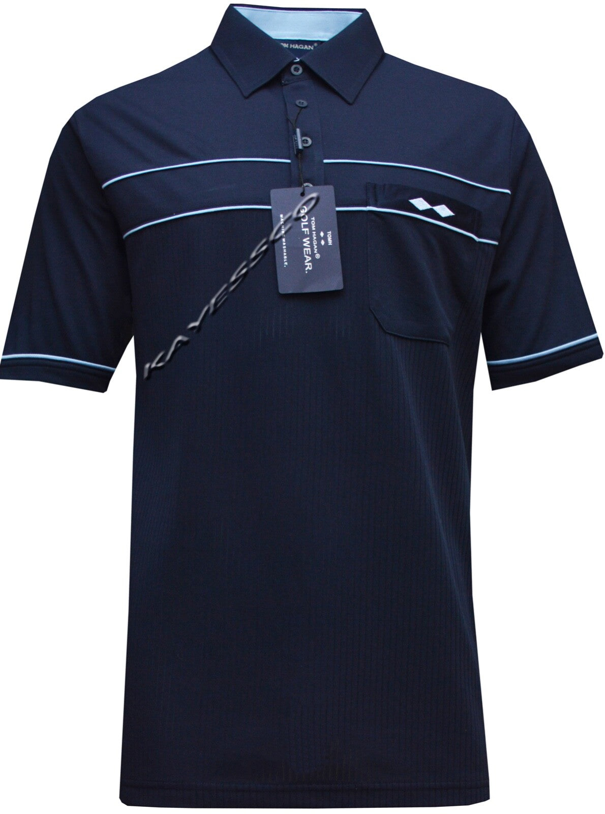 Short Sleeve Golf  Polo Shirt Poly Cotton Top Casual with Pocket by Tom Hagan