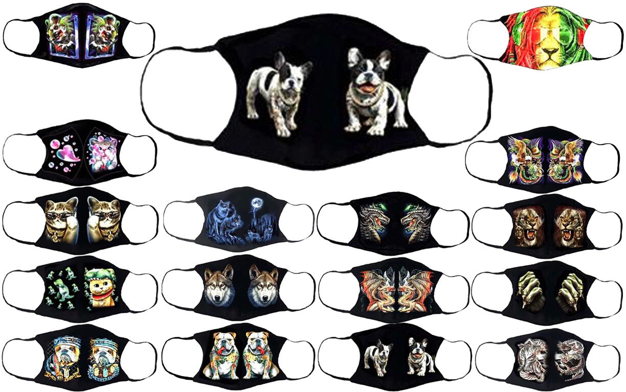 Adults Face Masks Cotton Glow in the Dark with Filter Pocket Reusable & Washable