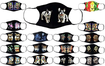 Adults Face Masks Cotton Glow in the Dark with Filter Pocket Reusable & Washable
