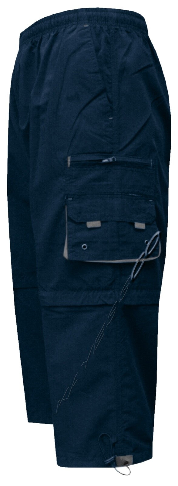New Mens Elasticated Waist 2 In1 Zip Off Cargo Combat 3/4 Long Shorts Pant M-XXL