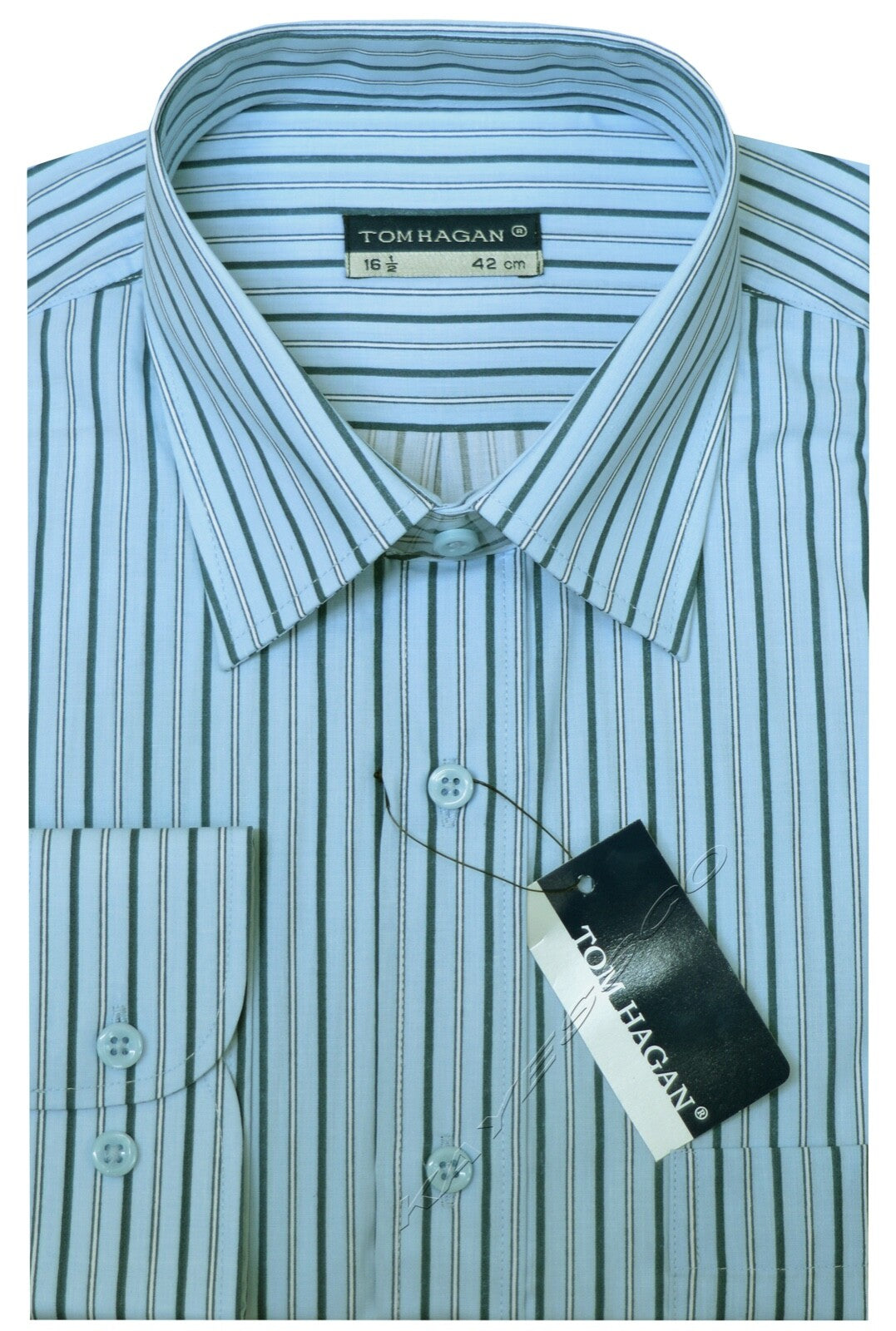 Small Check/Stripe Shirts Long Sleeve Casual Button Up with Pocket by Tom Hagan