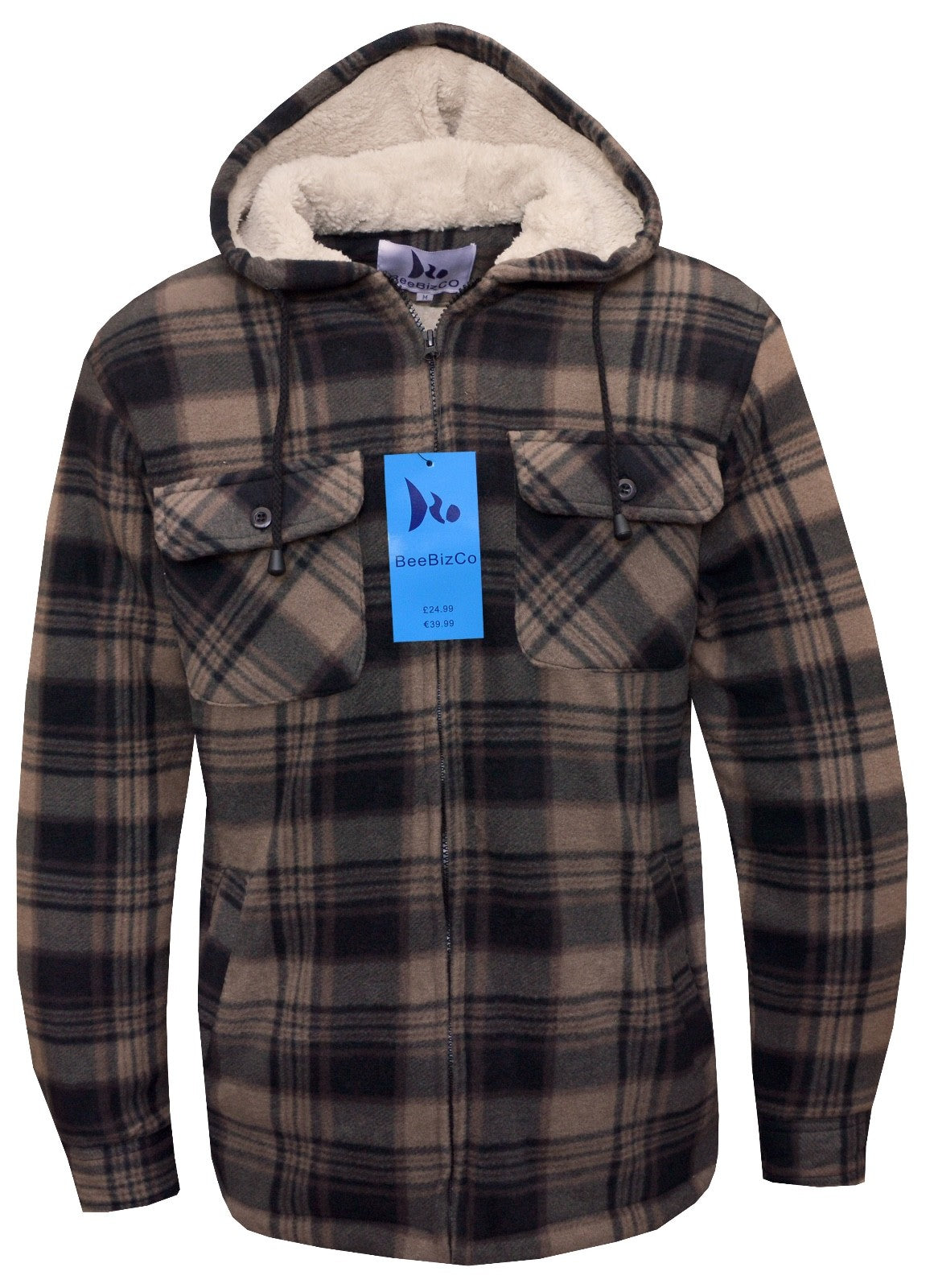 Hooded Fleece Padded Lumberjack Shirt Jacket Fur Lined Sherpa Winter Warm M-5XL