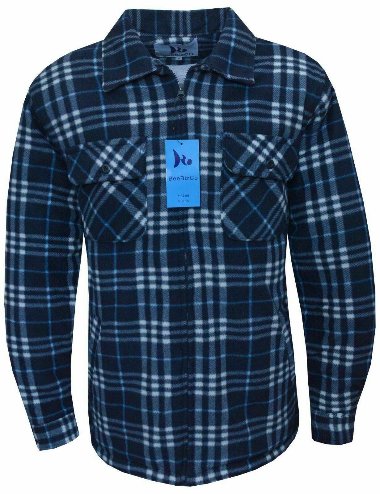 Mens Fleece Padded Lumberjack Shirt Jacket Fur Lined Sherpa Winter Warmer M-5XL