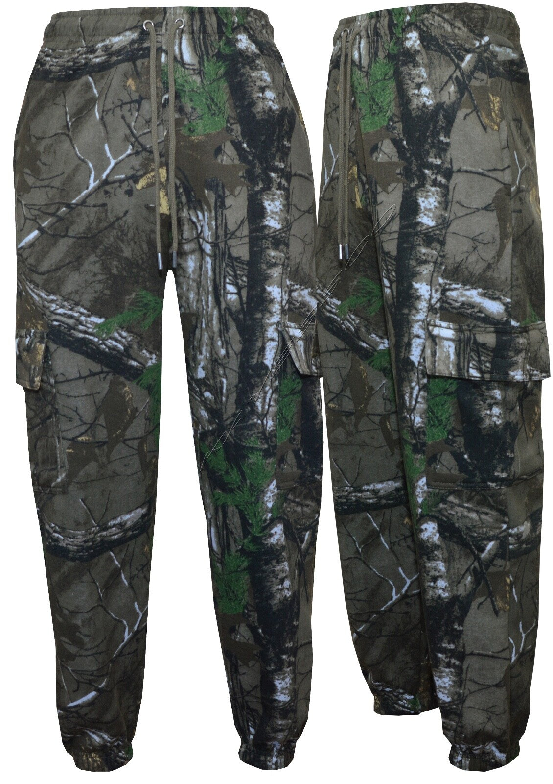 Mens Camouflage Jungle Print Cargo Combat Fleece Jogging Bottoms Trouser S-5XL