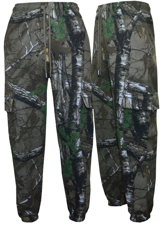 Mens Camouflage Jungle Print Cargo Combat Fleece Jogging Bottoms Trouser S-5XL