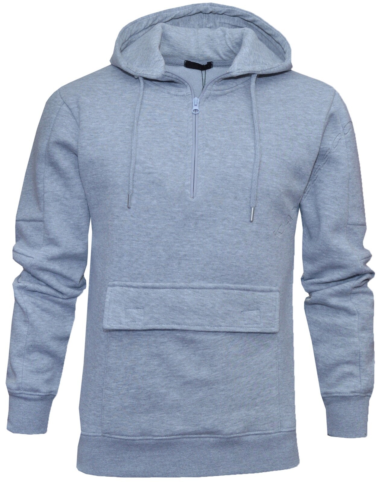 Mens 1/4 Zip Hoodie Fleece Pullover Jumper Top with Pouch Pocket By Beebizco