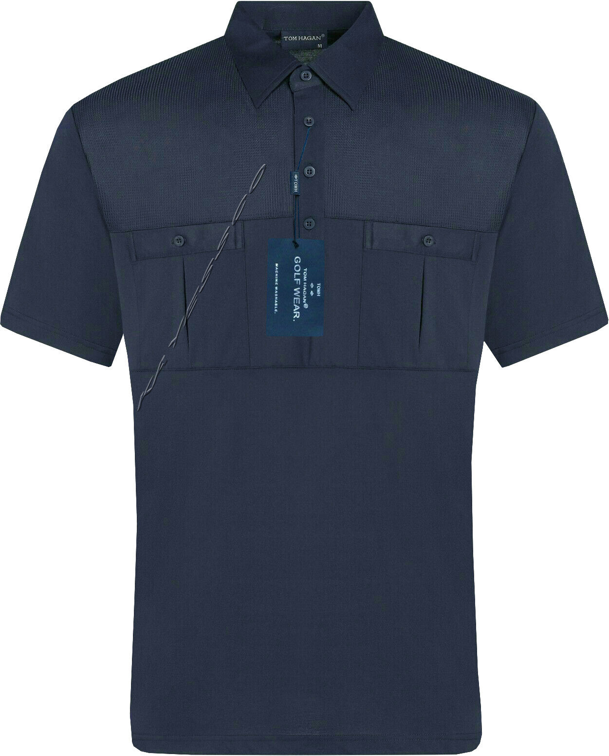 Mens Short Sleeve Double Pockets Golf Polo Shirt T-Shirt Top Casual By Tom Hagan