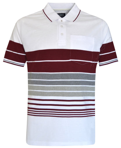 Striped Polo Shirt Short Sleeve Tipping Collar Casual Top  w/ Pocket by Beebizco