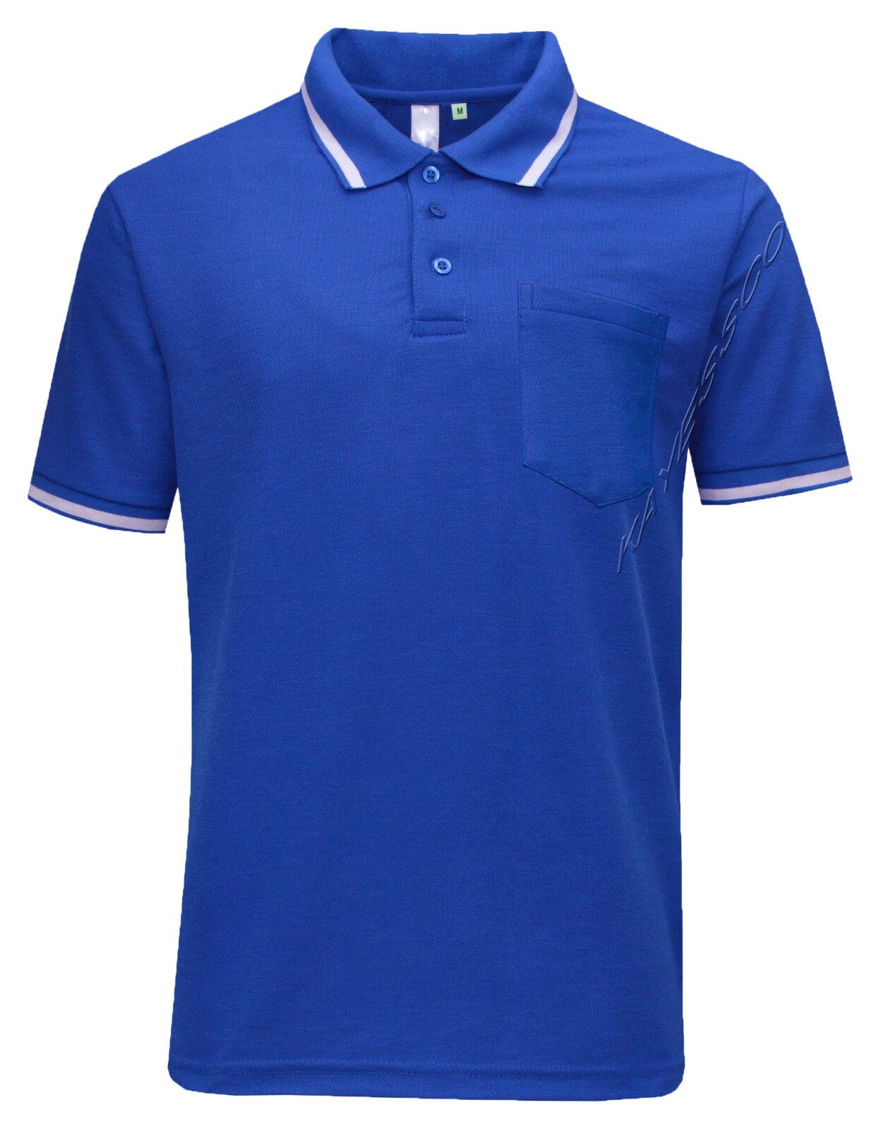 Mens Short Sleeve Polo Shirt Plain Single Tipping Collar with Pocket M - XXL