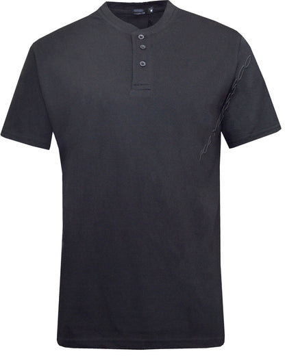 Mens Plain Henley T-shirt Short Sleeve Grandad Neck Top Casual Summer M - 2XL