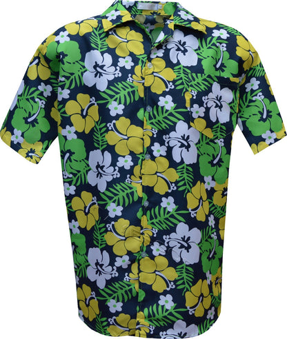 Mens Hawaiian Shirt Stag do Fancy Dress Beech Floral Holiday Short Sleeve Casual