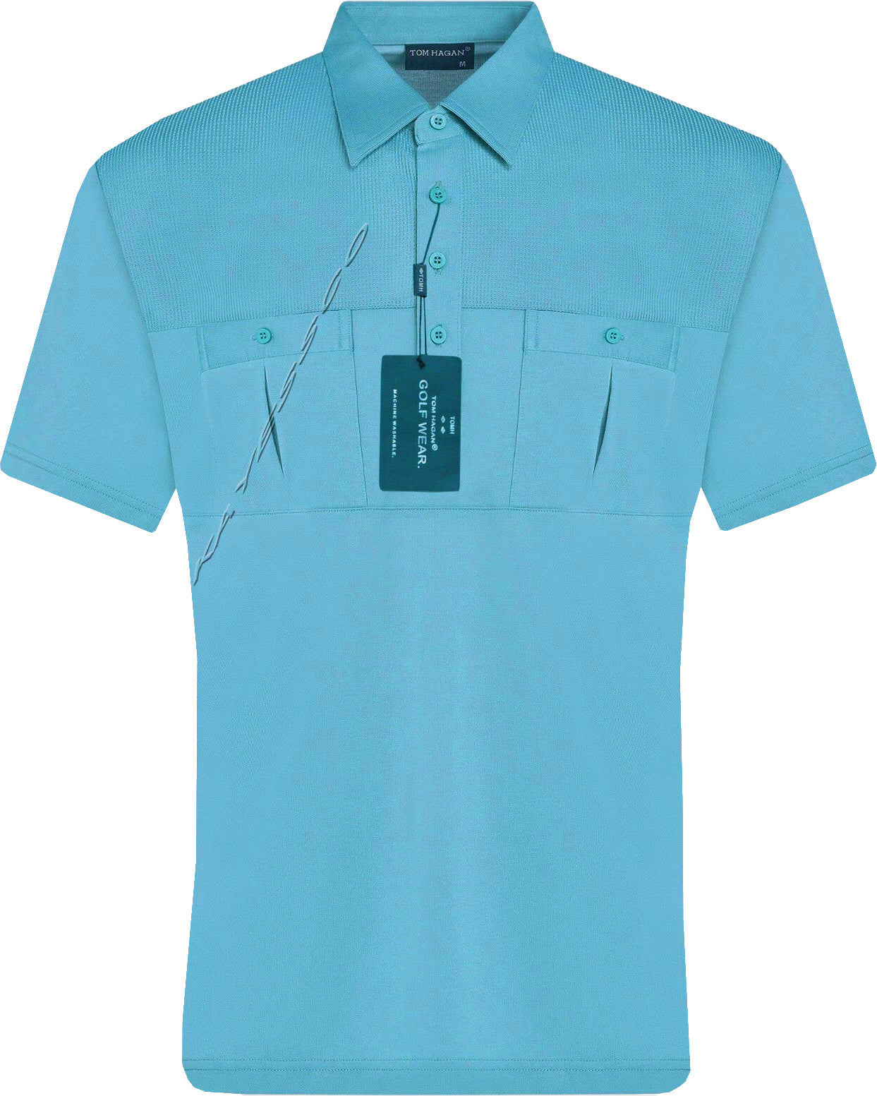 Mens Short Sleeve Double Pockets Golf Polo Shirt T-Shirt Top Casual By Tom Hagan