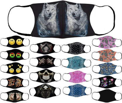 Adults Face Masks Cotton Glow in the Dark with Filter Pocket Reusable & Washable