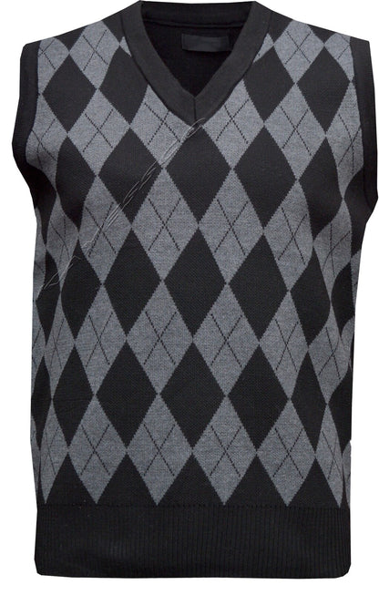 Mens Sleeveless Argyle V Neck Jumper Sweater Tank Top Pullover Golf Casual M-2XL