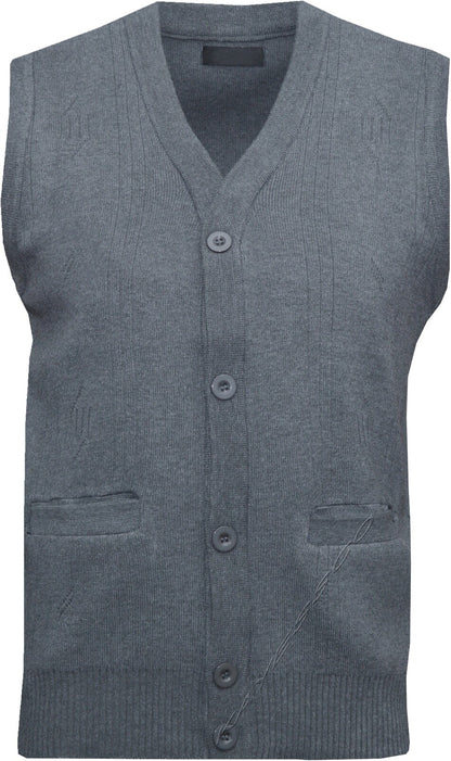 Mens Sleeveless V Neck Jumper Button Up Sweater Tank Top Cardigan Casual M - 2XL