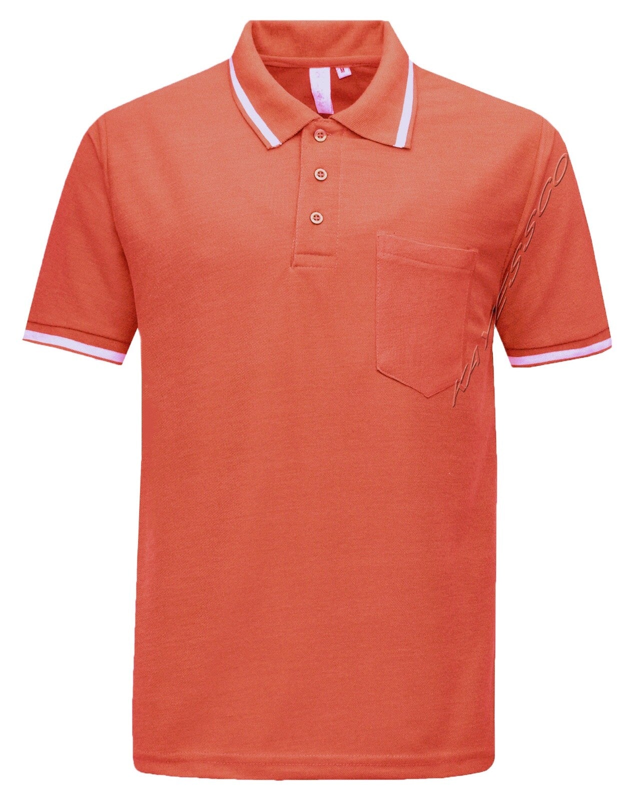 Mens Short Sleeve Polo Shirt Plain Single Tipping Collar with Pocket M - XXL