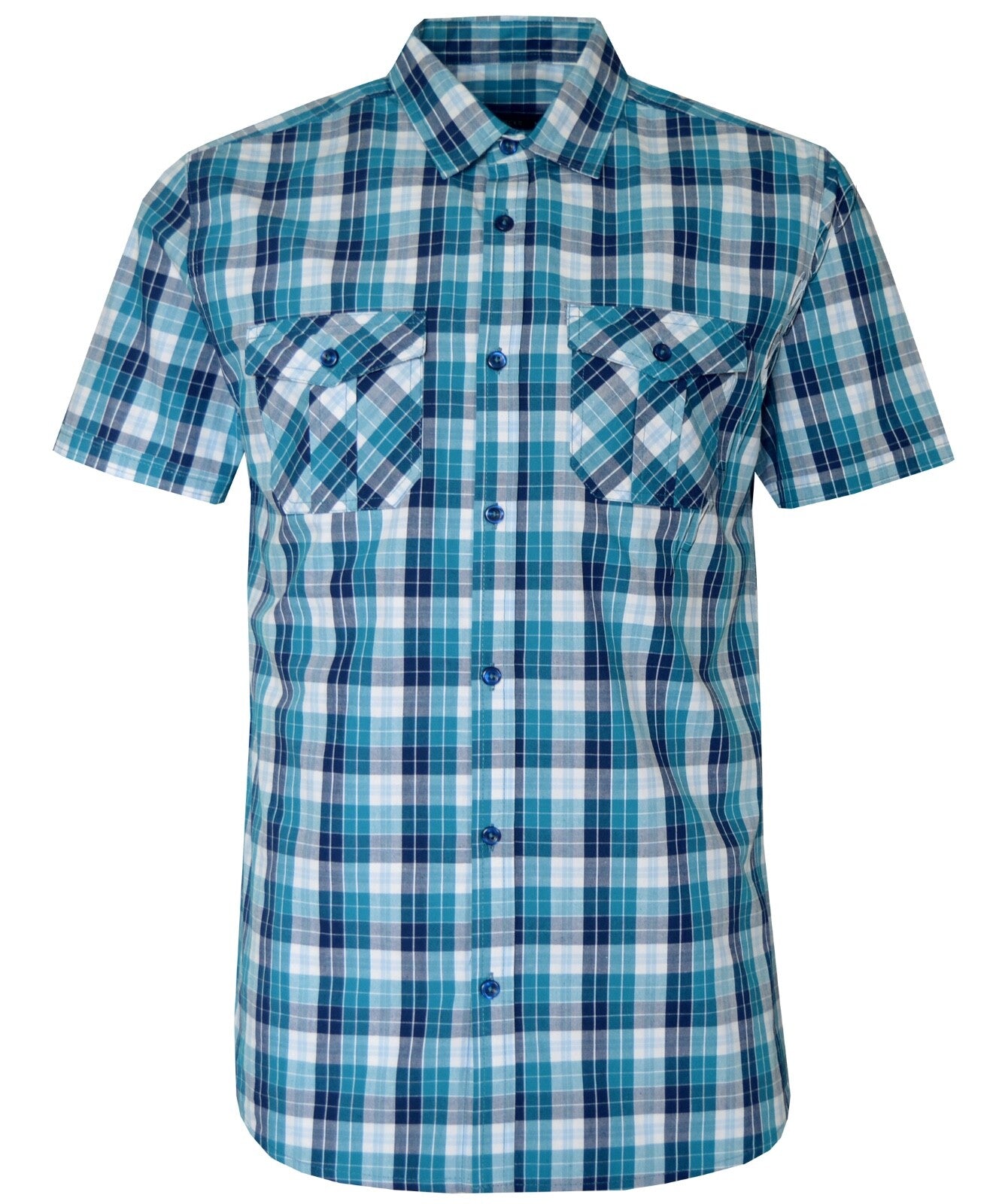 Mens Short Sleeve Slim Fit 100%Cotton Check Shirt Casual Summer Ex Store M - 3XL