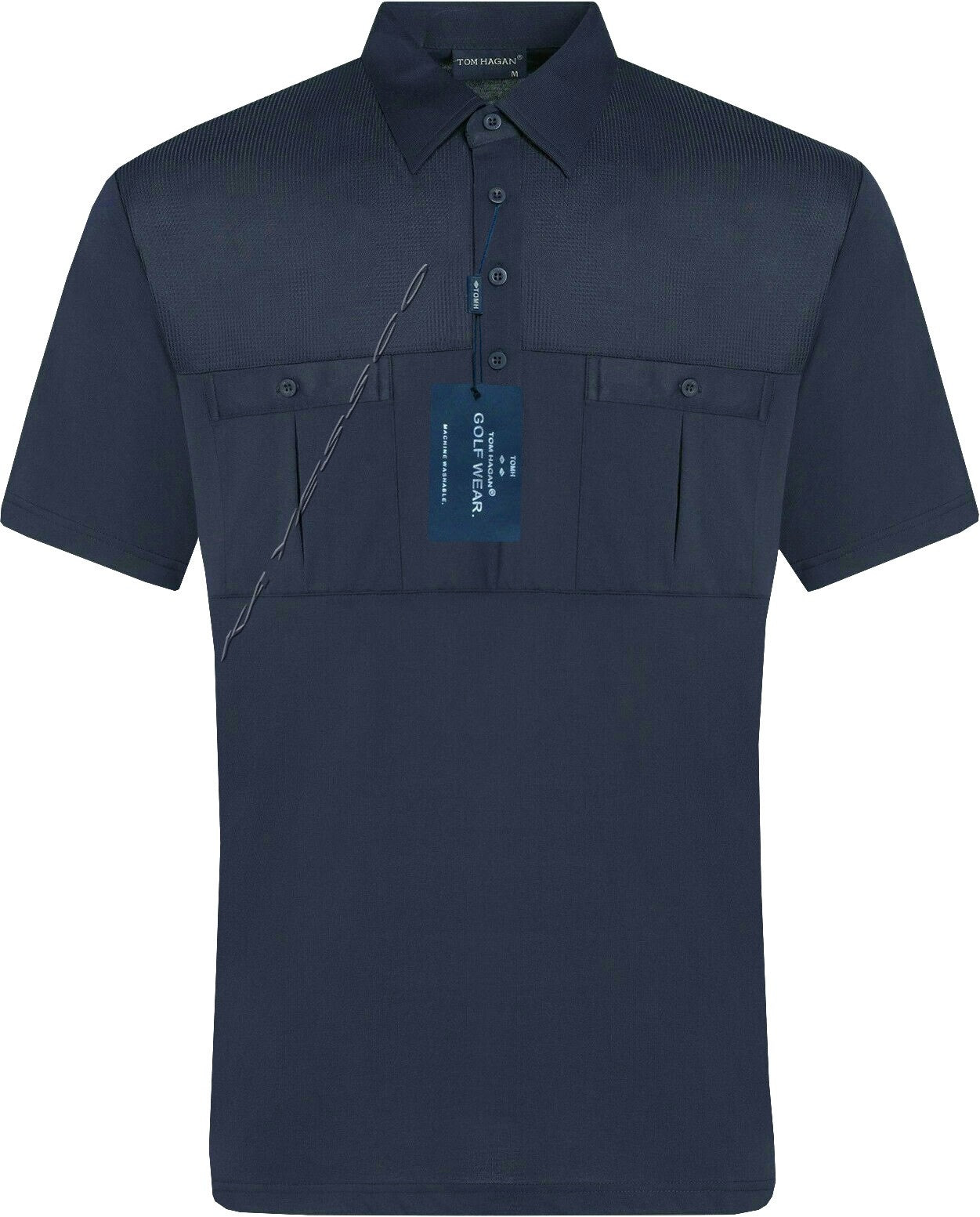 Mens Short Sleeve Double Pockets Golf Polo Shirt T-Shirt Top Casual By Tom Hagan