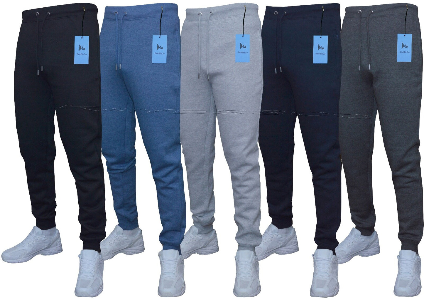 Mens Slim Fit Jogging Bottoms Plain Track Sweat Pants Skinny Zip Pockets S - 2XL