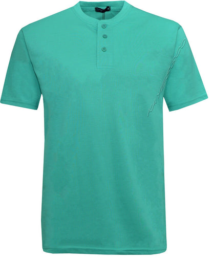 Mens Plain Henley T-shirt Short Sleeve Grandad Neck Top Casual Summer M - 2XL