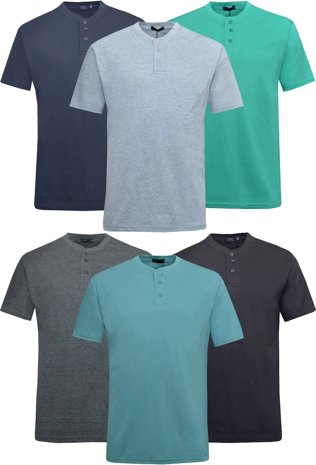 Mens Plain Henley T-shirt Short Sleeve Grandad Neck Top Casual Summer M - 2XL