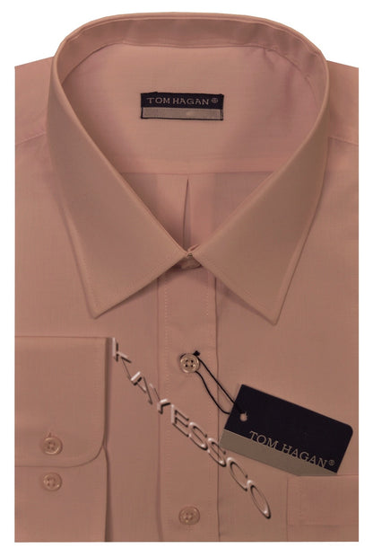 Plain King Size Long Sleeve Shirt Formal Casual Button Up w/ Pocket by Tom Hagan