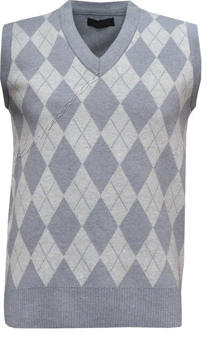 Mens Sleeveless Argyle V Neck Jumper Sweater Tank Top Pullover Golf Casual M-2XL