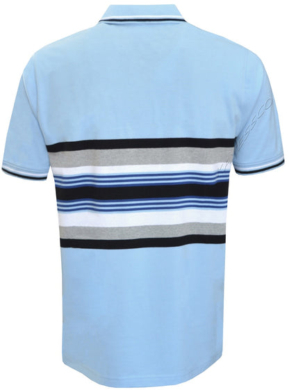 Striped Polo Shirt Short Sleeve Tipping Collar Casual Top  w/ Pocket by Beebizco