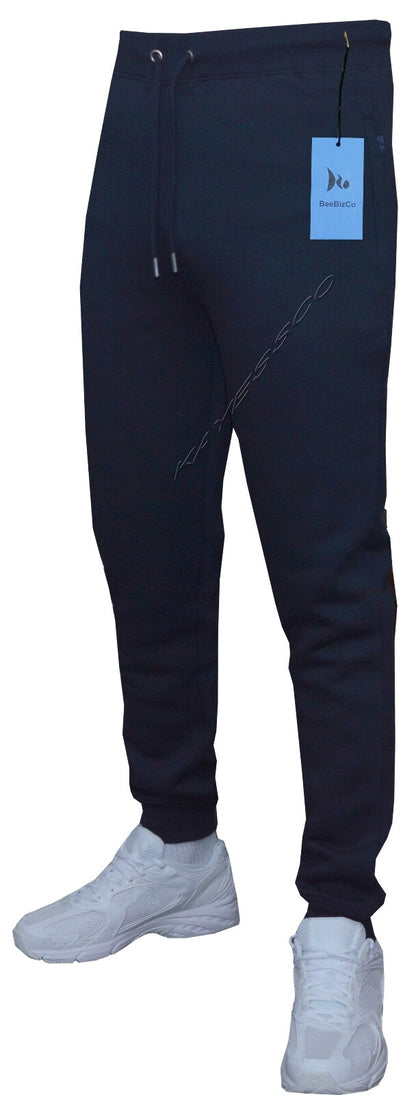 Mens Slim Fit Jogging Bottoms Plain Track Sweat Pants Skinny Zip Pockets S - 2XL