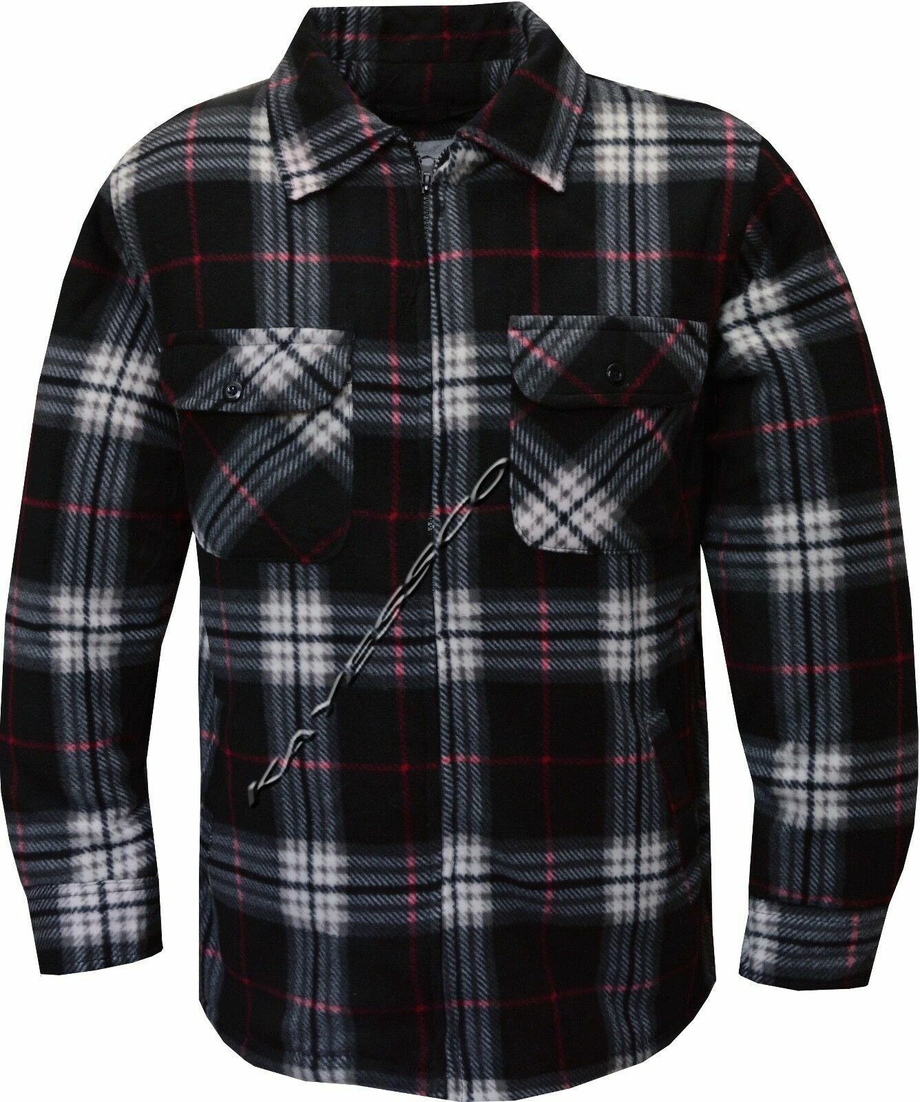 Mens Fleece Padded Lumberjack Shirt Jacket Fur Lined Sherpa Winter Warmer M-5XL