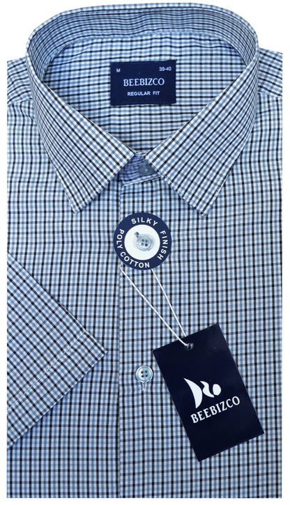 Checked Shirt King Size Short Sleeve Yarn Dyed w/Pocket 3XL-6XL by Beebizco