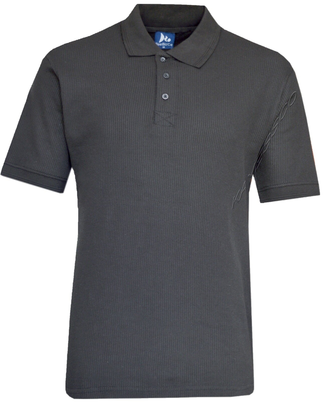 Mens Short Sleeve Polo Shirt Waffle Knit Casual Cotton Mix Thin Summer Top M-3XL