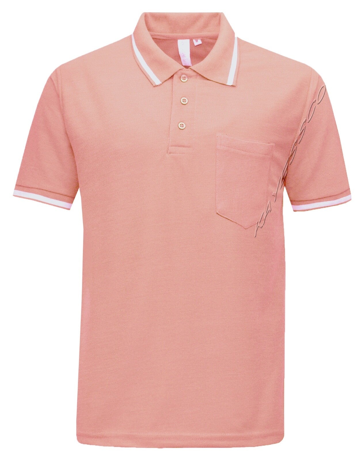 Mens Short Sleeve Polo Shirt Plain Single Tipping Collar with Pocket M - XXL