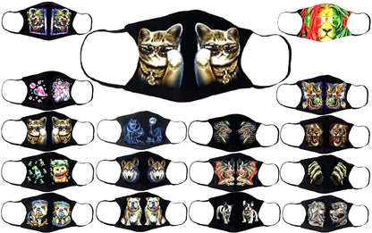 Adults Face Masks Cotton Glow in the Dark with Filter Pocket Reusable & Washable