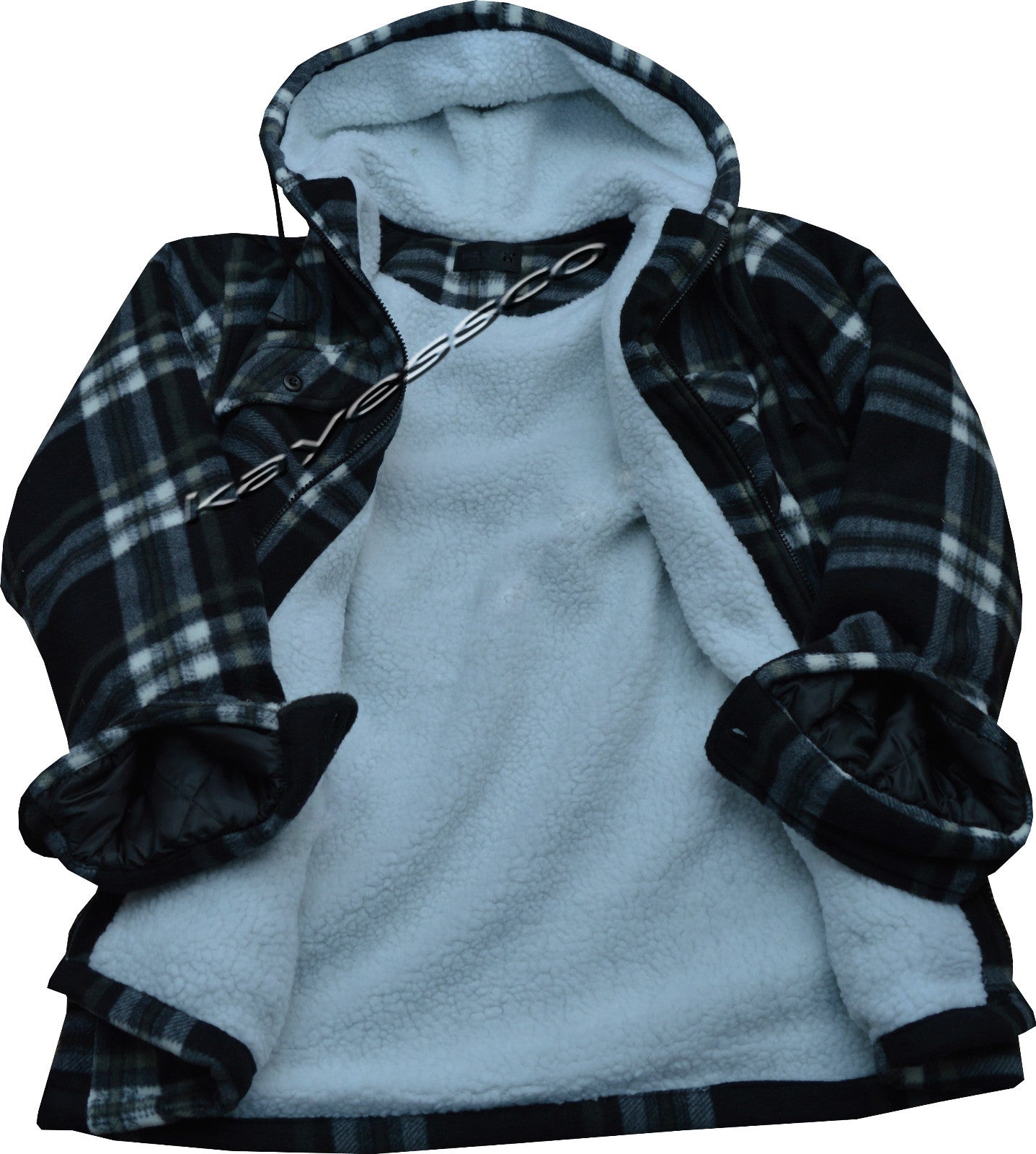 Hooded Fleece Padded Lumberjack Shirt Jacket Fur Lined Sherpa Winter Warm M-5XL