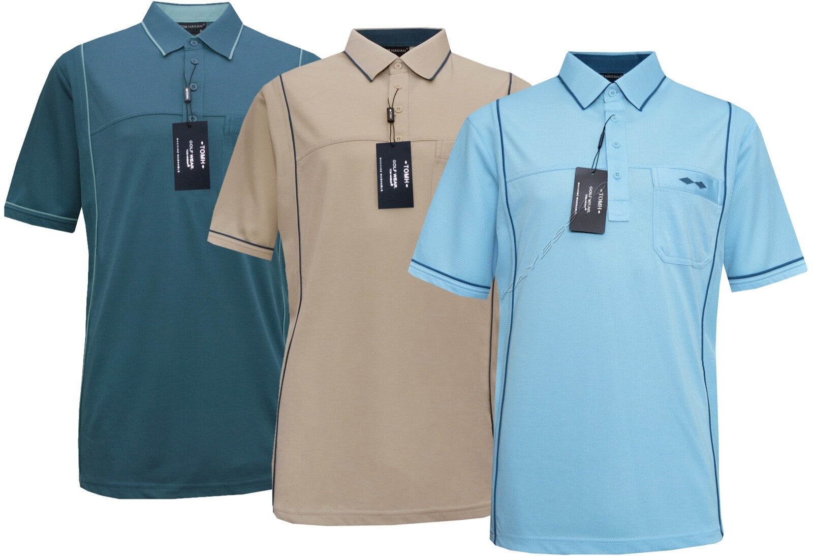 Mens Short Sleeve Golf  Polo Shirt Top Casual with Pocket M - 6XL by Tom Hagan