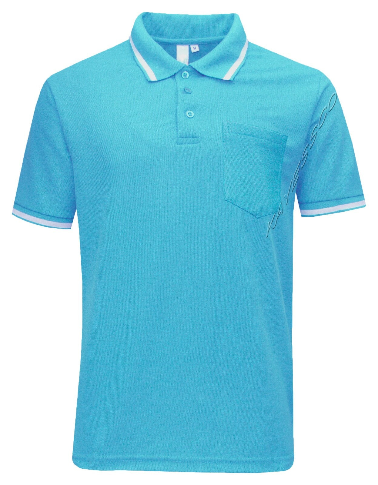 Mens Short Sleeve Polo Shirt Plain Single Tipping Collar with Pocket M - XXL