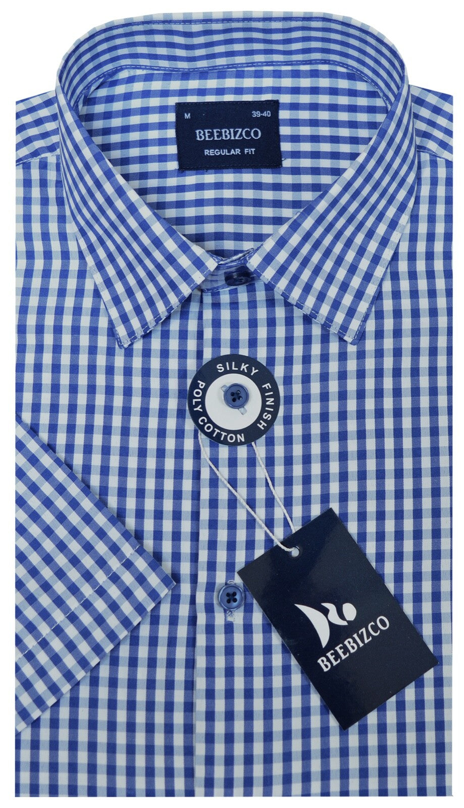 Mens Checked Shirts Short Sleeve Yarn Dyed Poly Cotton Summer M-XXL by Beebizco