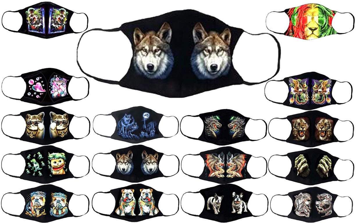 Adults Face Masks Cotton Glow in the Dark with Filter Pocket Reusable & Washable
