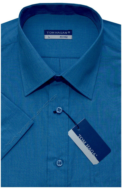New Mens Short Sleeve Poly Cotton Plain Shirt M - XXL By Tom Hagan