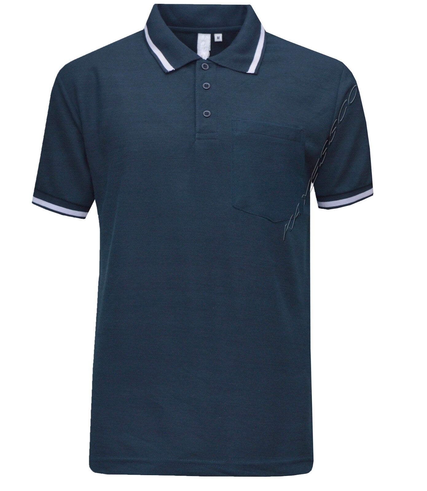 Mens Short Sleeve Polo Shirt Plain Single Tipping Collar with Pocket M - XXL