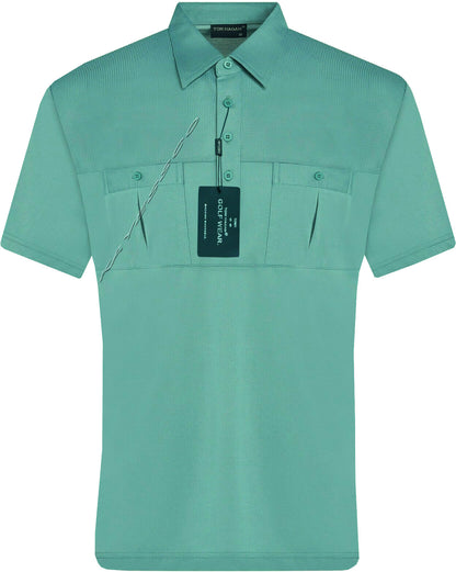 Mens Short Sleeve Double Pockets Golf Polo Shirt T-Shirt Top Casual By Tom Hagan