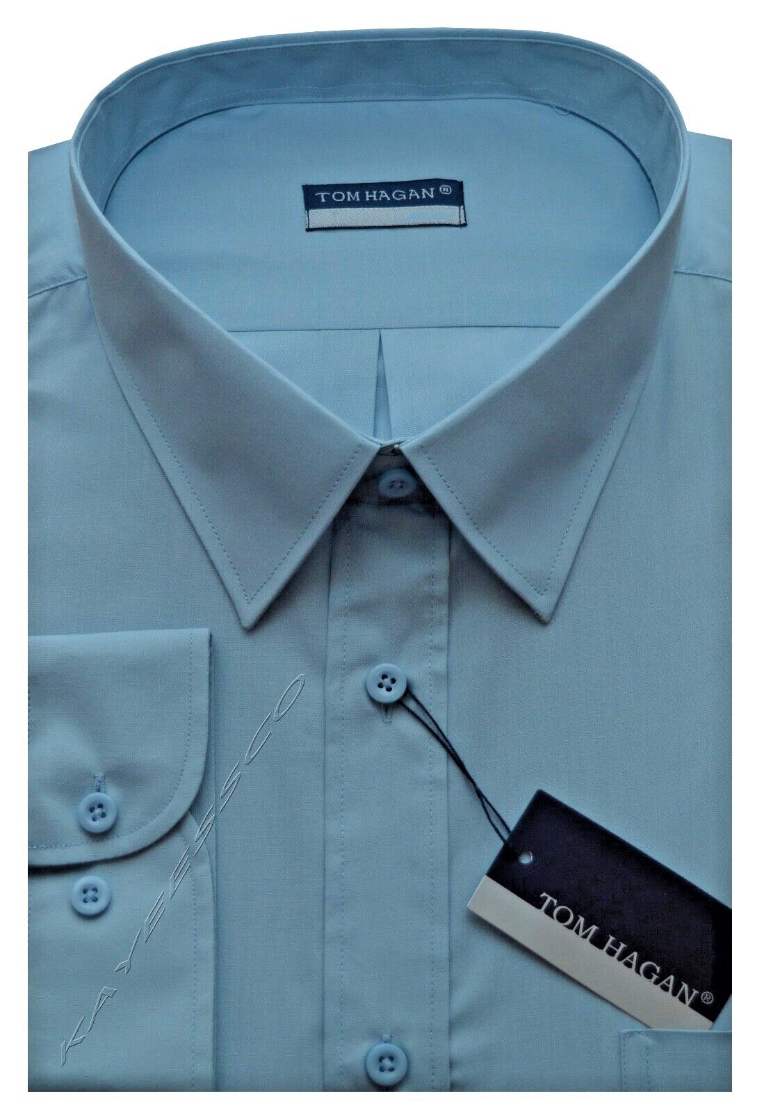 Plain King Size Long Sleeve Shirt Formal Casual Button Up w/ Pocket by Tom Hagan