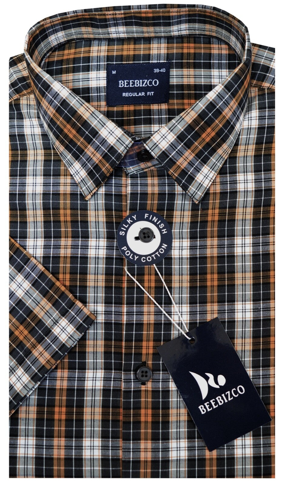 Checked Shirt King Size Short Sleeve Yarn Dyed w/Pocket 3XL-6XL by Beebizco